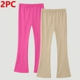 thumbnail image 2 of GigrtiJin 3-16 Years Multipack Cotton Flared Pants for Girls Teens Solid Color Elastic Waisted Straight Leg Slim Pants 2 Pack, 2 of 2