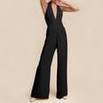 thumbnail image 6 of GILIGEGE Sleeveless Jumpsuit Wrapped V Neck Elegant for Womens Halter Dressy Casual Wide Leg Pant 2025 One Piece Romper Outfits Women's Sleeveless Deep V Halter Neck Backless Waist Jumpsuit Black L, 6 of 7