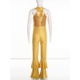 thumbnail image 4 of iEFiEL Kids Girls Sequins Leotard Mesh Ruffles Ballet Jazz Dance Costume Gold 12, 4 of 7