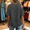 thumbnail image 4 of Neewe Women's 2026 Spring Summer Polk Dot V Neck Short Sleeve Pullover Blouse Off Shoulder T-Shirts, 4 of 6