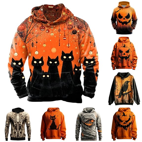 WhouRiu Boys Girls Halloween Graphic Pullover Hoodies Kids Unisex Autumn Hooded Sweatshirt
