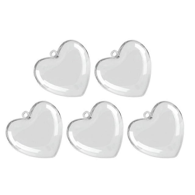 MLINS 5pcs Clear Heart Ornament Refillable Heart Ball Pendant for Valentines Day Plastic Fillable Heart Balls Ornaments