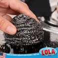 thumbnail image 6 of Steel Wool Wire Mesh Scouring Pad by LOLA, 12 Pack, Galvanized Steel Knitted, Heavy Duty, Abrasive Scrubber, Powerful for Pots, Pans, Ovens, Grills, 6 of 7