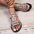 thumbnail image 4 of Dakaela Women's Strappy Flat Sandals 2026 Open Toe Slingback Slip on Slides Ladies Comfortable Dressy Casual Summer Walking Shoes Grey 8, 4 of 9