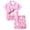 AA-#Pink903, variant on WOYY Girls Silk Satin Pajamas Horse Print Button Down Shirt Shorts PJs,2-Piece, Sizes 2-13