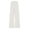 thumbnail image 6 of LLYwey Rain Pants Women Ladies New Straight Tube Solid Color Multi Pocket High Waisted Drawstring Work Sweatpants Pants New Full Length Pants Trousers Regular Fitted White S, 6 of 8