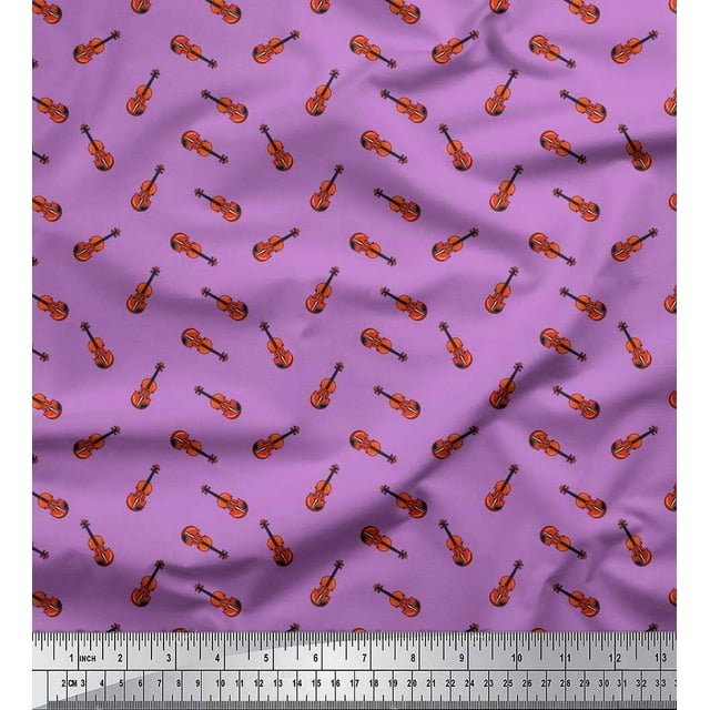 Soimoi Cotton Duck Fabric Guitar Musical Instrument Fabric Prints by Yard 42 Inch Wide