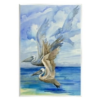 Stupell Industries Pelicans Trio Over Ocean Shore Painting Unframed Art Print Wall Art, Design by Paul Brent
