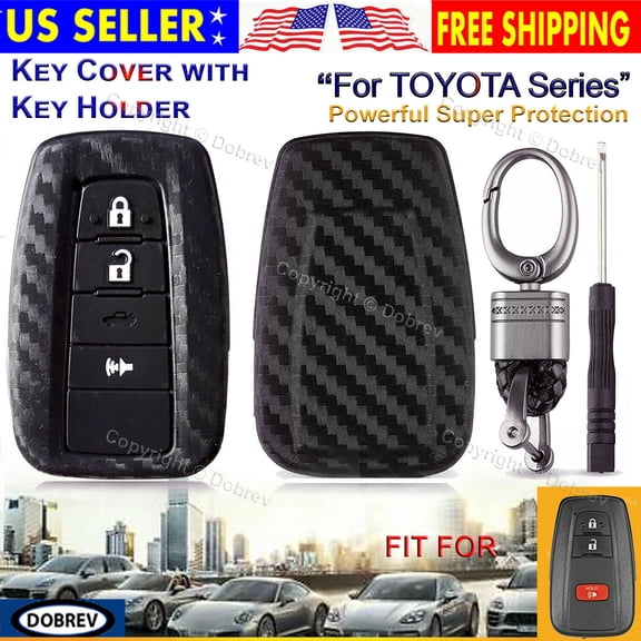 Carbon Soft Cover Case Fob Entry Holder for Toyota Corolla Prius C-HR Smart Key