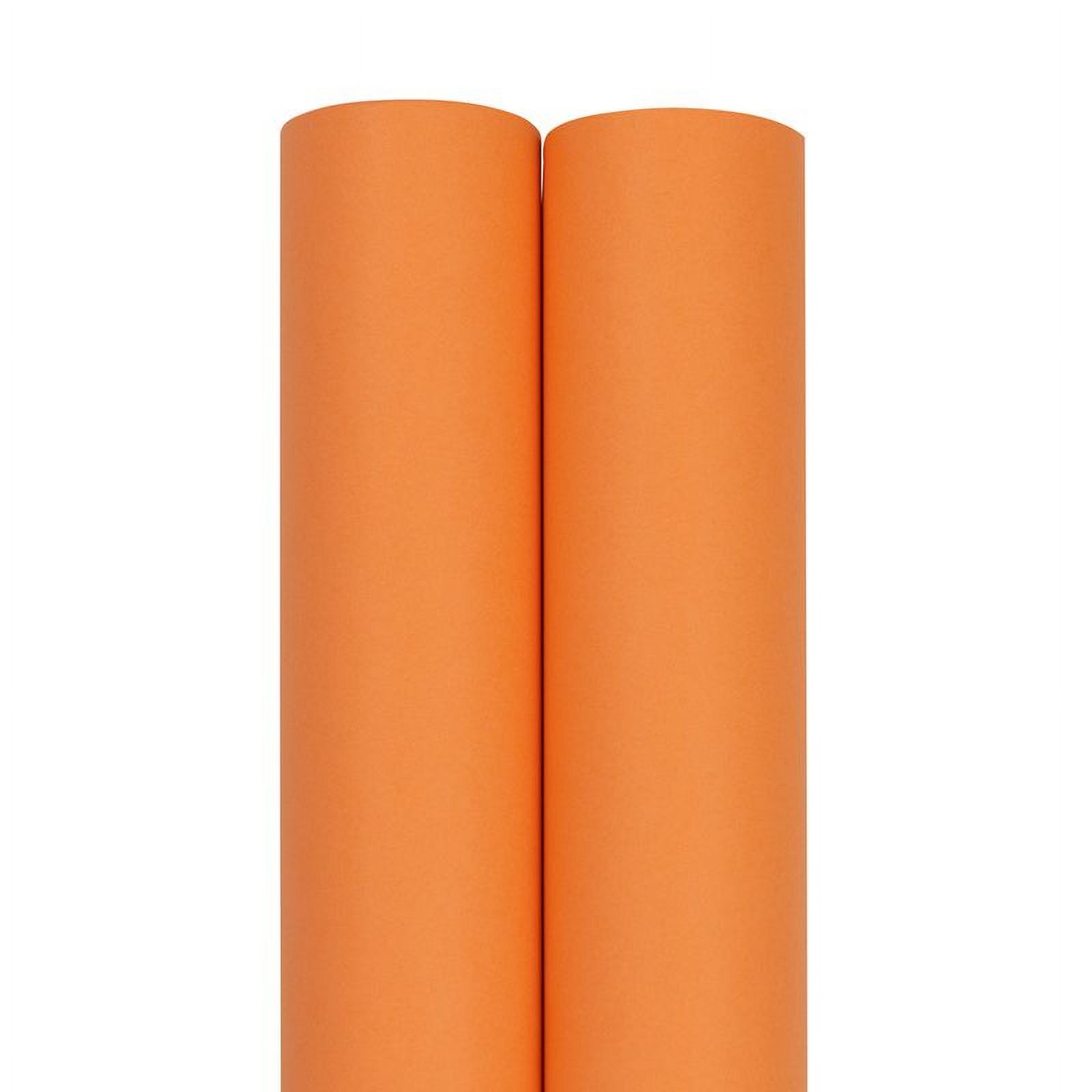 JAM Paper Matte Wrapping Paper, 52.6 Sq ft Total (17 in x 18 Ft Each), Orange, 2 Rolls