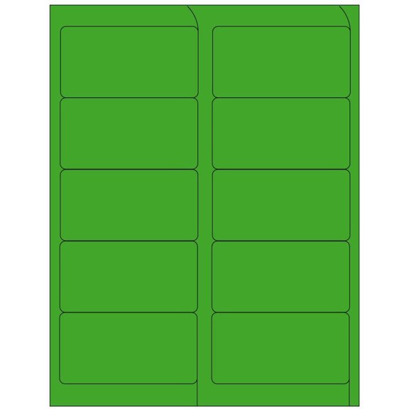 Compulabel 312142 Fluorescent Green Address Labels for Laser Printers, 4 x 2 Inch, Permanent Adhesive, 10 per Sheet, 100 Sheets per Carton