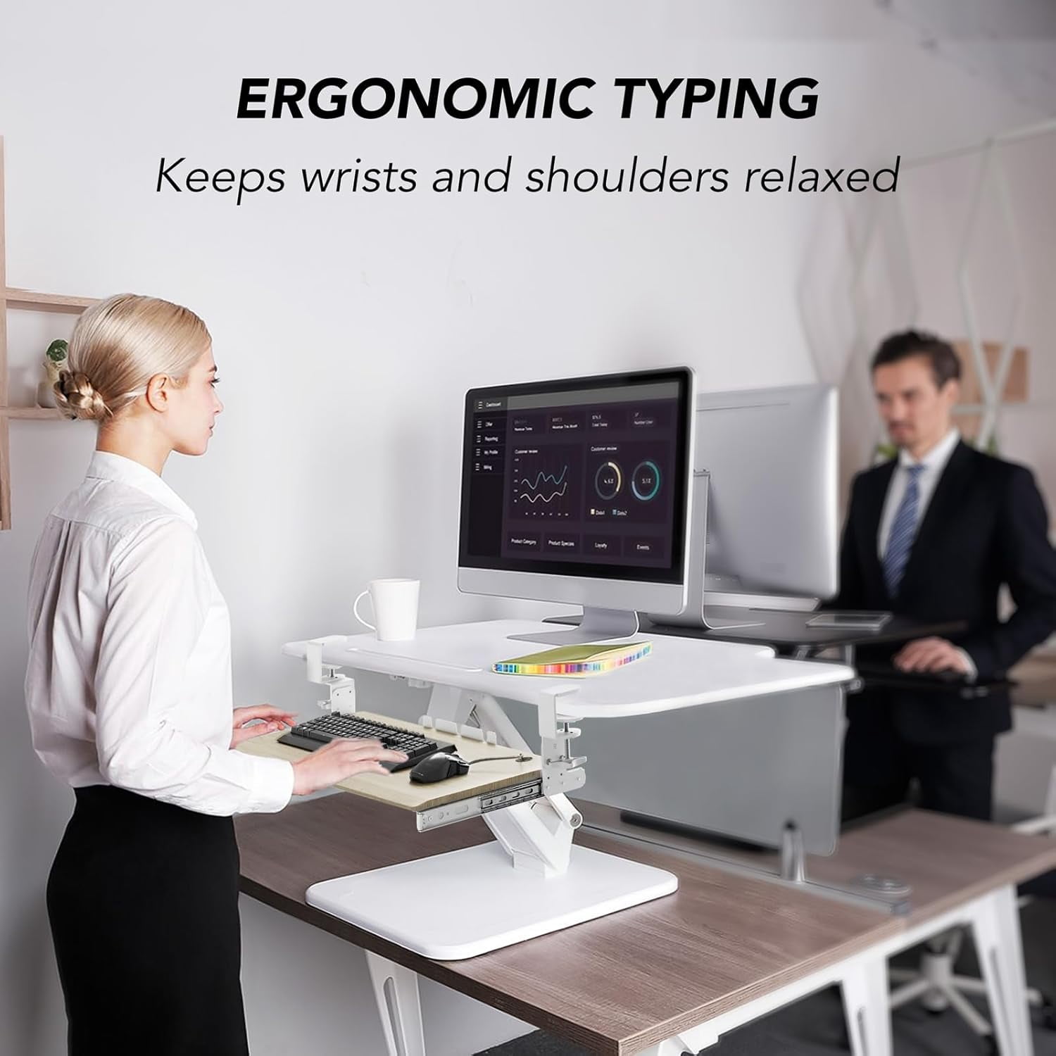 Under Desk Pull Out Keyboard Tray with Sturdy C Clamp Mount System, 27.3 x 11 Inch Slide-Out Platform Computer Drawer for Typing
