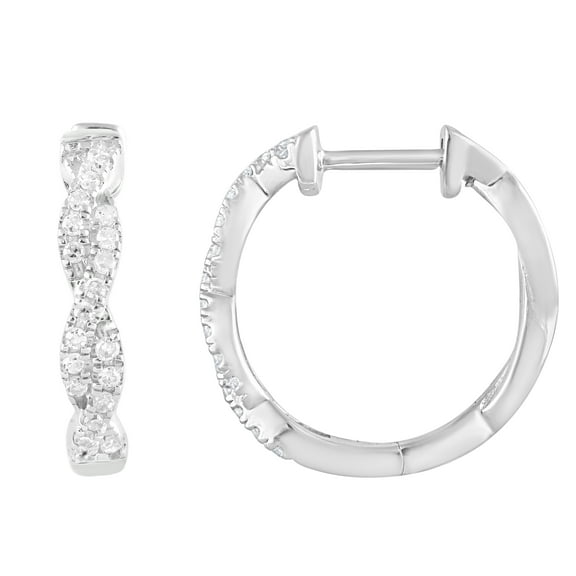 Unique Moments 1/4 Ct Lab Grown Diamond Twist Infinity Hoop Earring in Silver for Women (H-I, SI-I1)