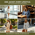 thumbnail image 6 of Feancey Womens Snap Button Bomber Jackets Y2K Casual Collarless Varsity Jacket Drop Shoulder Long Sleeve Lightweight Outerwear with Pockets XXL, 6 of 8