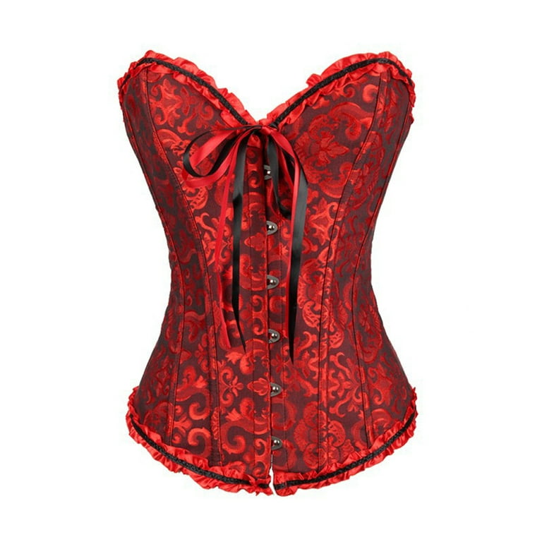 Zipper Gothic Vintage Women's Shapewear Top Corset Red Black at