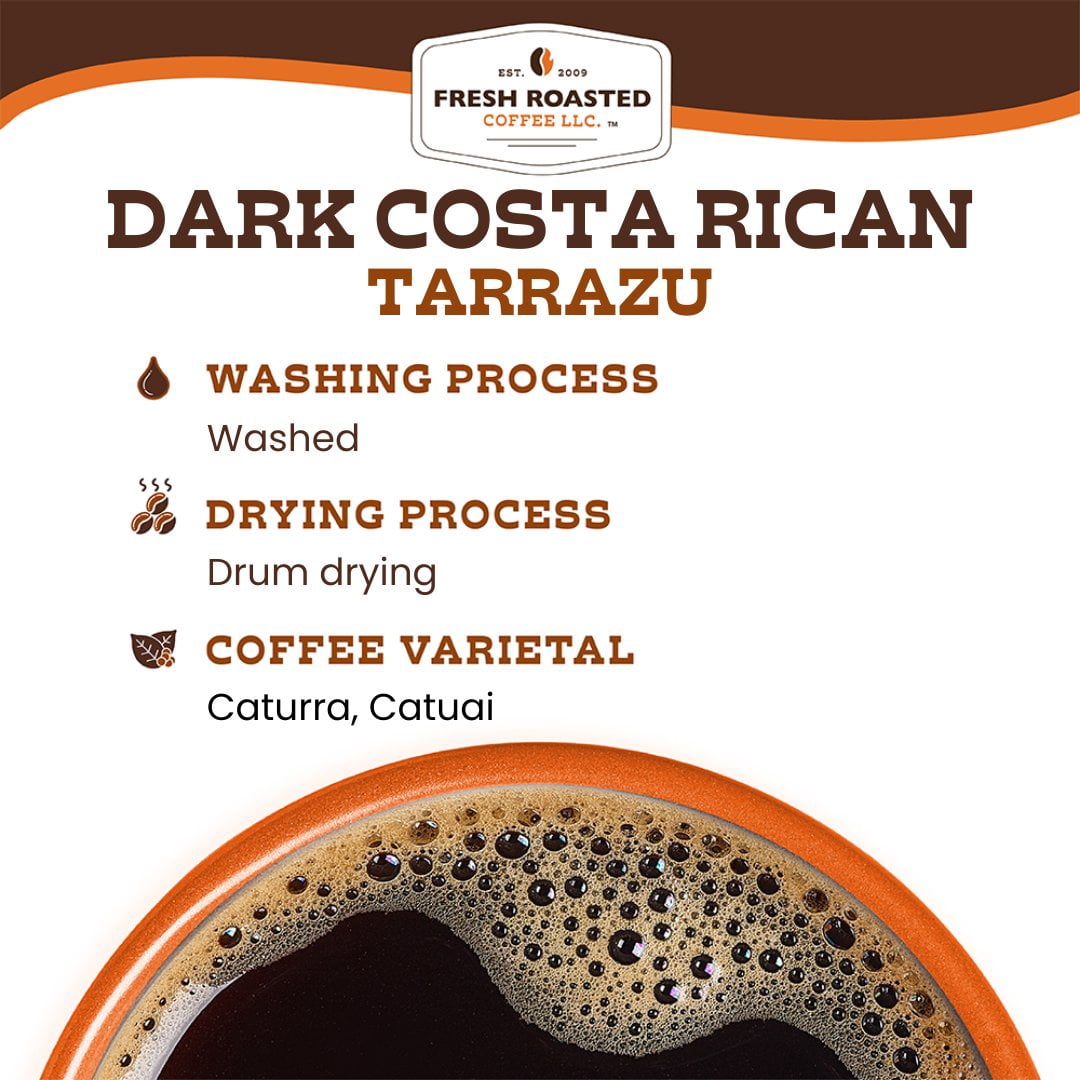 3 pack Fresh Roasted Coffee, Dark Costa Rican Tarrazu Coffee, Dark Roast, Whole Bean, 12 oz