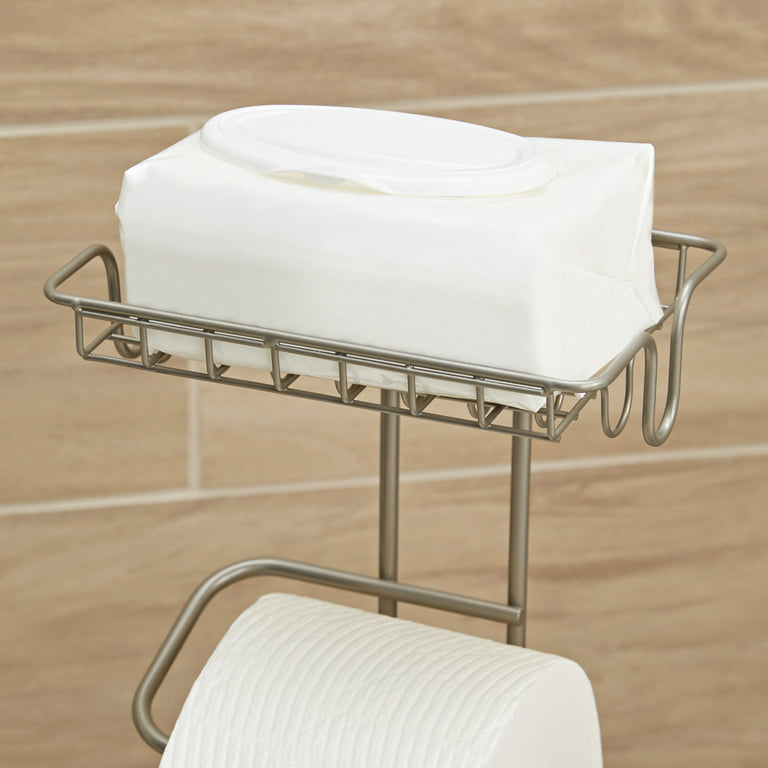 Toilet Paper Holder with Large Top Shelf