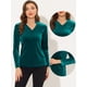 thumbnail image 2 of Blusa casual de manga larga Allegra K de terciopelo para Mujer Lago Verde XS, 2 of 4