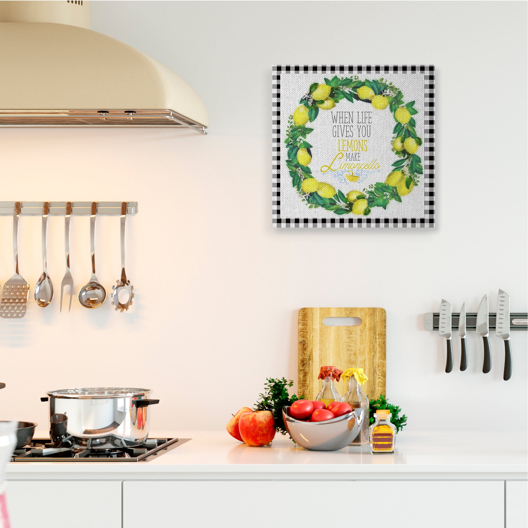 Stupell Home Décor Make Limoncello Kitchen Humor Plaid Word Design Canvas Wall Art by the Saturday Evening Post