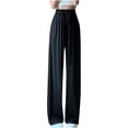 thumbnail image 2 of Kmdttou Fashionable Women's High Waisted Wide Leg Pants Solid Color Straight Tube Loose Casual Pants Long Pants, 2 of 8