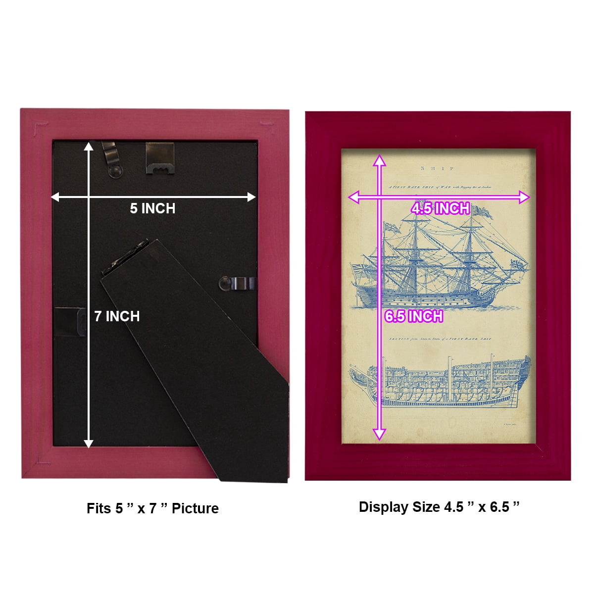 Vintage Ship Blueprint -Framed Print w/glass-Cherry Red