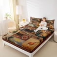 thumbnail image 4 of Homewish Woodland Animal Bear Queen Sheet Sets,Rustic Western Aztec Flat Sheet,Country Farmhouse Lodge Queen Fitted Sheet For Boys Teens,Ultra Soft Home Decor,4pcs, 4 of 7