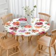 thumbnail image 3 of Round Fitted Tablecloth with Elastic Edges Fits 36"-44" Round Tables Pioneer Colorful Floral Waterproof Table Cover Washable Indoor and Outdoor for Party Kitchen Dinner Banquet Patio Picnic, 3 of 7