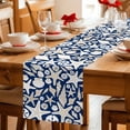 thumbnail image 3 of Ocean Shell Table Runner, Starfish Conch Retro Beach Blue Texture Cotton Linen Kitchen Table Decoration Washable Dining Tabletop Runners for Home Party Decor 13x72 Inches, 3 of 9