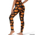 thumbnail image 2 of Xoenoiee Halloween Jack-O-Lantern Pumpkin Print Women Tummy Control Leggings, High Waist Buttery Soft Breathable 4‑Way Stretch Yoga Pants for Gym Running Daily Workout, XL, 2 of 6