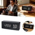 thumbnail image 1 of Tong Wooden Digital Clock Minimalist Design With Large LED Display For Home Bedroom Modern Silent Wall Clock Battery Operated Easy Read, 1 of 6