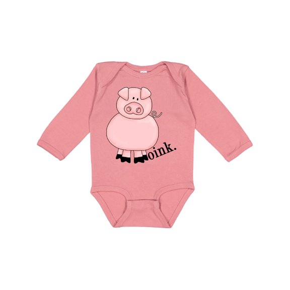 Inktastic Pig-oink Boys or Girls Long Sleeve Baby Bodysuit