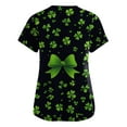 thumbnail image 2 of Print Scrub Tops Women Irish Shamrock Printed V Neck Breathable Scrub Tops Short Sleeve Professionals Soft Stretch St. Patrick's Day T-Shirts with Pockets  green Large, 2 of 3