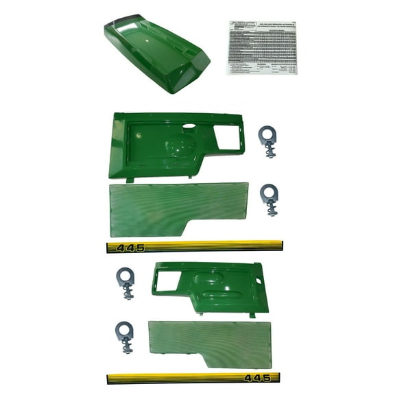 Hood, Panel, Sticker, Screen and Panel Retaining Clip Kit AM128986 AM128983 AM128982 Fits John Deere 445 LOW SN