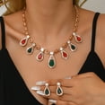 thumbnail image 2 of AEXTO Floral Statement Necklace & Matching Earrings with Rhinestone Accents, Elegant Accessories for Women, Perfect for Weddings, Parties & Special Occasions Jewelry Sets for Women, 2 of 12
