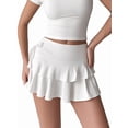 thumbnail image 3 of Pleated Short Skirts for Women Mini Ruffle Skirt Y2k Flowy High Waisted Skirt Stretchy Layered Skirt White XL, 3 of 9