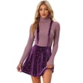 thumbnail image 1 of Minifalda con tirantes de patinadora en general de cintura alta elástica de terciopelo con estrellas para mujer Púrpura M, 1 of 6