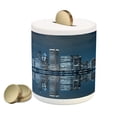 thumbnail image 1 of Chicago Skyline Piggy Bank, Sleeping City Dramatic Urban Resting Popular American Lake Picture, Ceramic Coin Bank Money Box for Cash Saving, 3.6" X 3.2", Night Blue Grey, by Ambesonne, 1 of 4