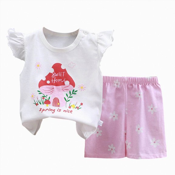 enyan Baby Clothes Girl Toddler Baby Girl Clothes Sleeveless Ruffle Bowknot Dress Top Shorts Set Summer Outfits for Little Kids Girls,Red,3-4 Years