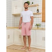 ANLIQI Men’s Pajama Bamboo Shorts Soft Sleep Shorts Comfy Lounge Pants with Pockets (Pink&Olive Green,L)