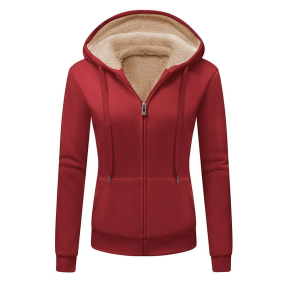 DAFPZW Women's Sherpa Lined Hooded Sweatshirt Zip Up Winter Warm Hoodies Comfy Hooded Fleece Jacket