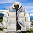 thumbnail image 2 of TIANZEN Men's Color Contrast Patchwork Standing Collar Padded Jacket Men's Winter Thick Warm Couple Loose Padded Jacket Jacket Trim Long Jacket Men, 2 of 5