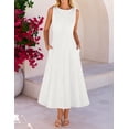thumbnail image 6 of Merokeety Womens Summer Dresses Crew Neck A Line Midi Dress White m, 6 of 7