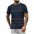 thumbnail image 1 of Camiseta de diario unisex para hombre Estampado de rayas Estampado gráfico Estampado de calavera Tops de manga corta Blusa informal Pompotops  oipoqjl32239, 1 of 9