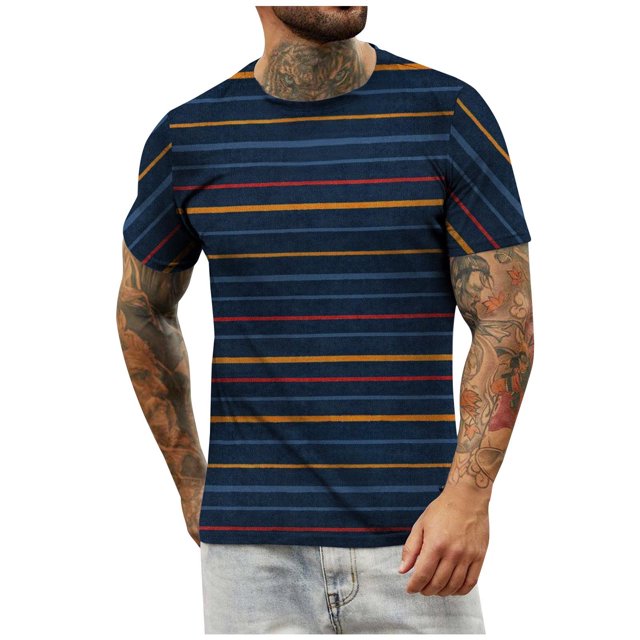 Camiseta de diario unisex para hombre Estampado de rayas Estampado gráfico Estampado de calavera Tops de manga corta Blusa informal Pompotops oipoqjl32239