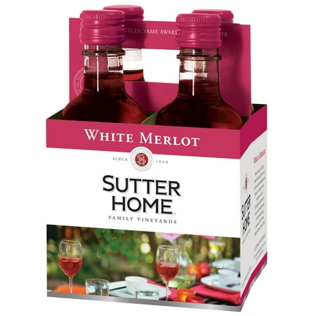 Sutter Home White Merlot California Pink Wine, 4 pack, 187 ml Bottles, 12.5% ABV