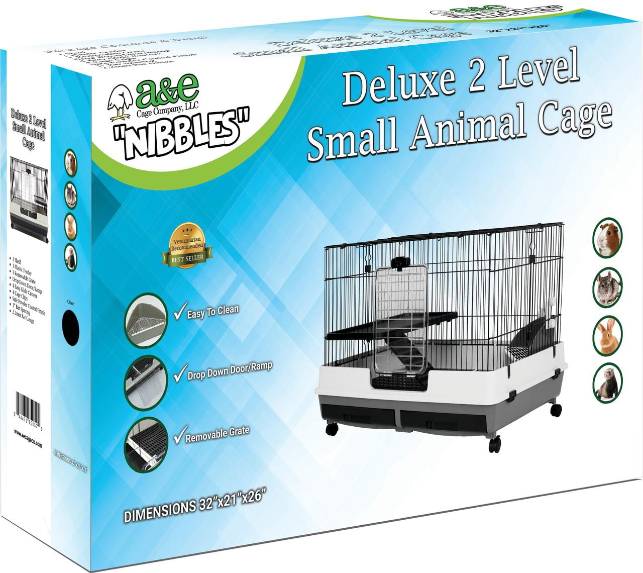A&E Cage 32"x21"x26" DELUXE 2 Level Small Animal Cage