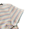 thumbnail image 5 of Seyurigaoka Woman's Rainbow Stripe T-shirt, V-neck Short Sleeve Zipper Tops, 5 of 8
