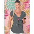 thumbnail image 3 of Breast Cancer Support Faith Cross Women's V-neck, S, Charcoal, 3 of 5