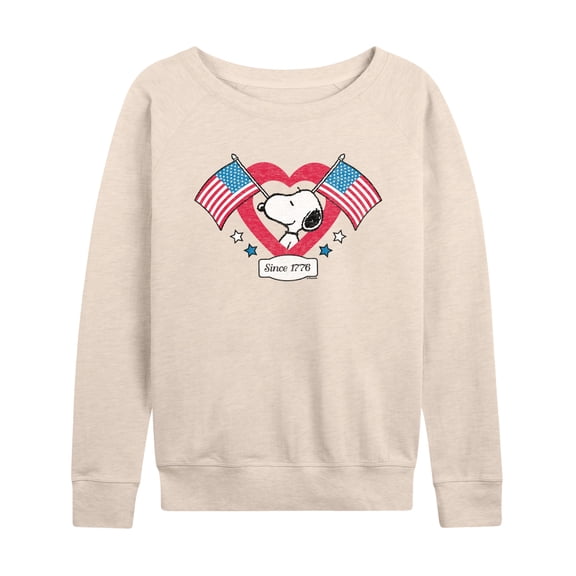 Peanuts - Snoopy Since 1776 Flag Heart - Women's Lightweight French Terry Long Sleeve Shirt