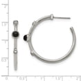 thumbnail image 3 of White Stainless Steel Earring C-Hoop Women'S Onyx Black Cubic Zirconia CZ Clear 35 mm, 3 of 3